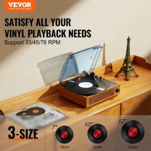 VEVOR Belt Driven Turntable/Record Player with Built-in 3W Speaker